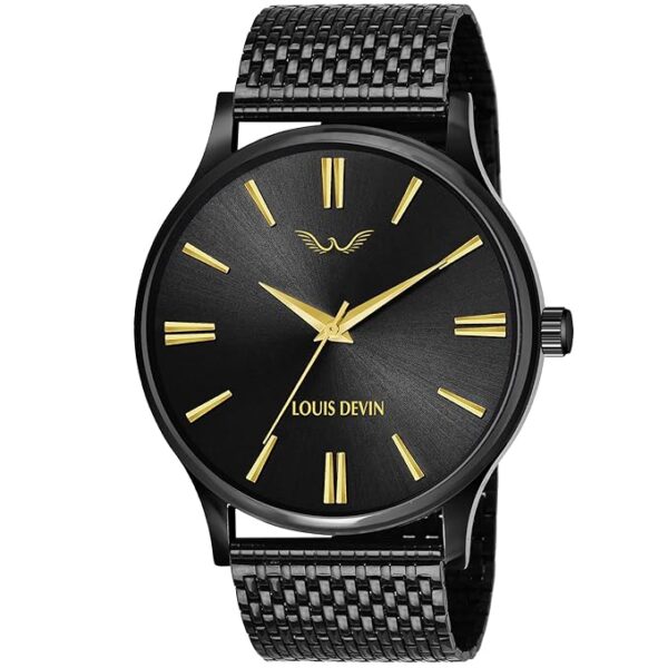 Black Metal Chain Analog Watch