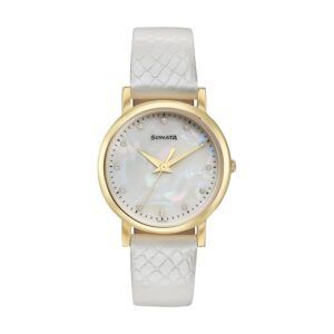 Sonata Glam Gold Off-White Dial Watch
