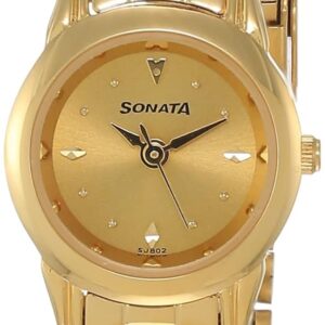Sonata Quartz Gold Dial Watch